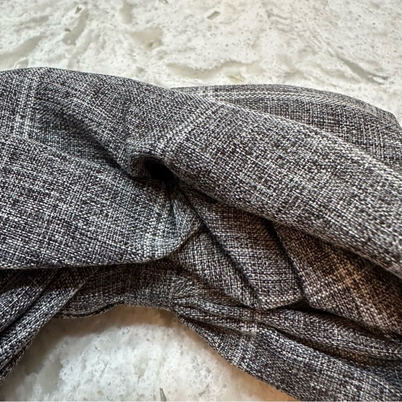 Hair Wrap Tie Bow Wire Headband Grey Plaid - Picture 4 of 4